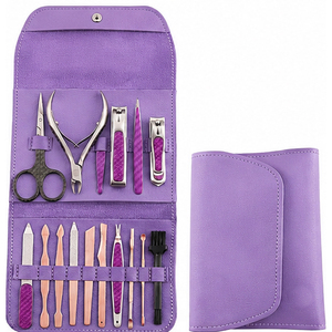 Professional Manicure Pedicure Kit with Stainless Steel Nail cutter | 16 Piece Manicure Set with Leather <b>Case</b> Nail Clippers Kit - Product Image 1