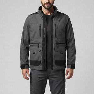 Chaqueta utilitaria sencilla para hombre, chaqueta ligera con cremallera frontal y bolsillos laterales en el pecho, para actividades al aire libre y trabajo - Product Image 1