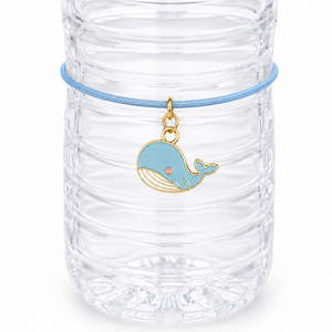 Bande de bouteille d'eau personnalisée en métal émaillé avec breloque baleine, anneau d'identification et de suivi en silicone élastique pour la gym et l'école - Product Image 1