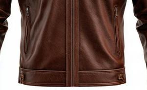 Veste en cuir véritable marron de qualité supérieure pour homme, style moto, col montant, fermeture éclair, pour l'automne - Product Image 4