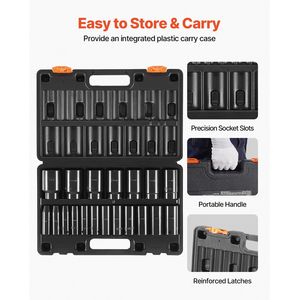 Set di chiavi a bussola a impatto da 19 pezzi con attacco da 1/2 e 3/8 di pollice, bussole profonde a 6 punte da 18 mm per progetti automobilistici e fai-da-te - Product Image 6
