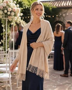 Modern Women's Long Soft <b>Shawl</b> Wrap Fringe Scarf Shoulder Cover <b>for</b> Evening <b>Wedding</b> Travel and Daily Outfits - Product Image 5