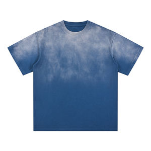 OEM Vintage Trending <b>Men's</b> Oversized 160gsm Acid Washed 100% Cotton Black Jersey Anti-Shrink Short Sleeve T-Shirt Front - Product Image 1
