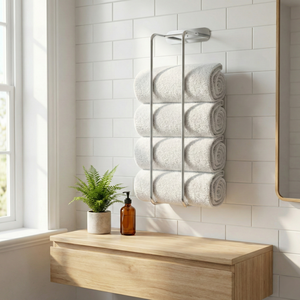Estante de Esquina para Toallas de Baño, Metálico, Rectangular, Moderno, Duradero, para Montar en la Pared, Acabado Cromado, de Una Sola Capa, Almacenamiento para el Hogar, Taiwan-MIT - Product Image 1