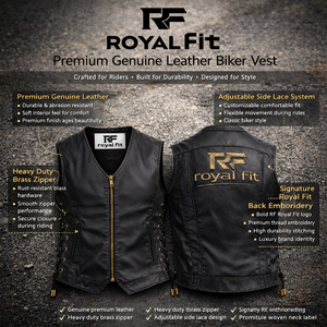 Chaleco de Motociclista Personalizado de Cuero Genuino, Impermeable, Transpirable, para Hombre, sin Mangas, con Cierre de Cremallera y Detalle de Cordones, Ropa Exterior para Motocicleta - Product Image 5