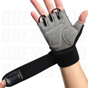 Gants de musculation sans doigts respirants et rembourrés, demi-doigts, avec sangles de poignet ajustables pour entraînement personnalisé - Product Image 3