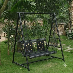 Handmade Wrought Iron Patio Swing Chair Heavy Duty 2 Seater <b>Garden</b> Swing Bench Outdoor <b>Victorian</b> Design Non-Waterproof Cushion - Product Image 3