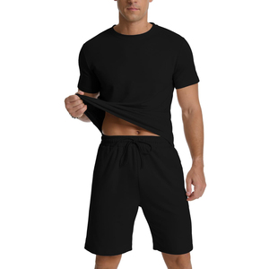 Vente flash - Ensemble de t-shirts et shorts d'été pour hommes légers et respirants, manches courtes, couleur unie, ensembles pour adultes - Product Image 4