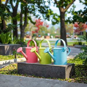Arrosoir de jardin en métal avec long bec, grande poignée et poignée latérale, arrosoir à plantes en métal durable avec pulvérisateur Rose - Product Image 6