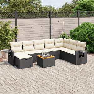 Conjunto de Sofás Modulares Grandes de Ratán PE Negro para Jardín, Muebles de Exterior Elegantes y Duraderos - Product Image 1