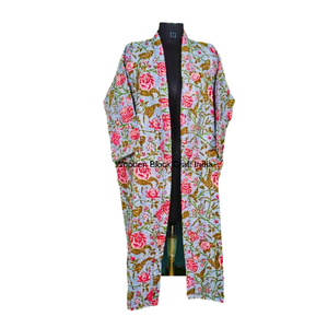 Nouvelle arrivée Veste matelassée pour femmes Imprimé floral Fait main Kantha matelassé 100% coton biologique Manches trois quarts Printemps Automne - Product Image 1