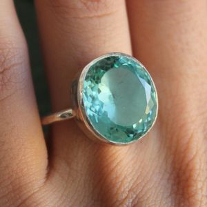 Anillo de Turmalina Paraiba Hecho a Mano, Chapado en Oro de 24K sobre Plata de Ley, Joyería de Piedras Preciosas de Lujo, Elegante Regalo para Mujer - Product Image 2