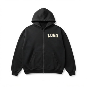 Custom Logo Men Oversized Drop Shoulder Heavyweight Zip Up Hoodie Premium Hooded Jacket Custom GSM - Product Image 4