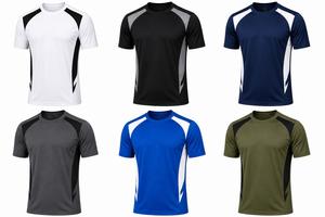 Casual Men's White Black Color Blocked <b>Raglan</b> Sleeve O-Neck Quick Dry Sporty T-Shirt Slim Fit Knitted 100% Polyester Daily Fit - Product Image 6