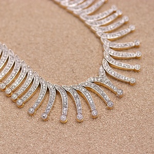 Premium Diamond Look Necklace Set CZ 22K Gold Plated Brass Adjustable Bridal Jewelry Elegant Women Necklace - Product Image 3