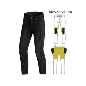 Men's Motorcycle Safety Jeans Aramid Reinforced Denim Riding Pants with CE <b>Knee</b> Protectors - Product Image 1