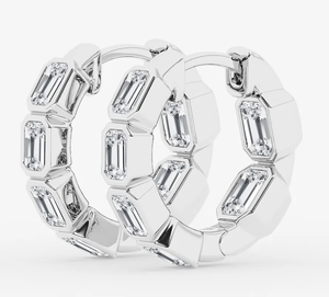 <b>Hoops</b> <b>Earrings</b> Diamond <b>Earrings</b> Gold and <b>Silver</b> <b>Earrings</b> Lab Grown Diamonds <b>Earrings</b> <b>Hoops</b> Fine Jewelry for Women - Product Image 3