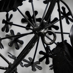 Stunning Black Wreath Beautifully Crafted With A Dense Wire Frame Adorned With Textured Metallic <b>Flowers</b> & Leaves For Home Decor - Product Image 4