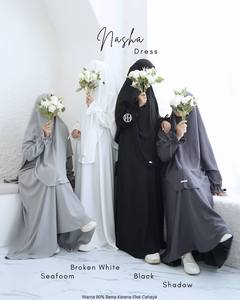 ABAYA SIMPLE PARA MUJERES MUSULMANAS, TELA DE ALTA CALIDAD, TRANSPIRABLE, PARA USO DIARIO, ESTILO LÍNEA A, DE POLIÉSTER - Product Image 1