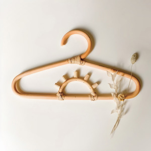 Luxury rattan <b>hangers</b> children dresses display & organiser handcrafted wooden clothes <b>hanger</b> - Product Image 3