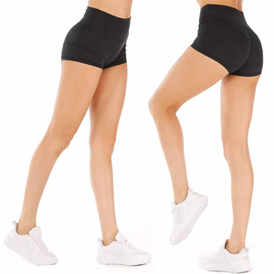 high elastic skin-friendly wholesale stretchy yoga shorts high waist gym hip women sports short solid color custom booty shorts - Product Image 1