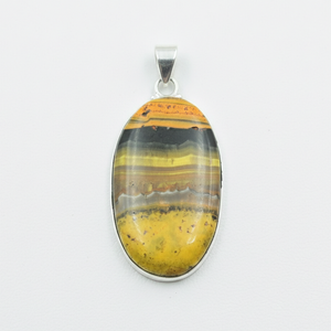 Colgante Único de Jaspe Abejorro en Plata 925 con Baño de Oro Rosa y Oro Amarillo, Cabujón Ovalado Hecho a Mano, Joyería de Declaración, Regalo para Ella - Product Image 1