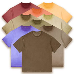 Camiseta de Manga Corta para Hombre, 100% Algodón, 230 GSM, Cuello Redondo, Estilo Vintage, Color Sólido, Logotipo Personalizado, Talla Grande, Deportiva, Tejida - Product Image 1