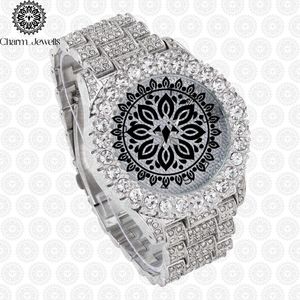 Charm_Jewells Luxury Stainless Steel <b>Watch</b> 40mm Round <b>Diamond</b> Encrusted Sapphire Crystal Analog Dial Unisex Quartz Movement - Product Image 1
