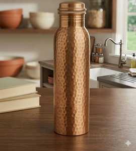 Ayurveda 100 Pure Hammered Copper Water <b>Bottle</b> 1 Litre Handmade Textured Copper <b>Drinking</b> <b>Bottle</b> Leakproof Wellness Flask - Product Image 2