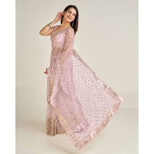 Sari de Diseño para Fiestas con Lentejuelas Clásicas y Trabajo Dori - Product Image 4