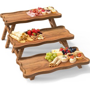 Présentoir à étages en bois de Sheesham - Support à gâteaux artisanal en noyer à 3 niveaux - Vente en gros - Product Image 1