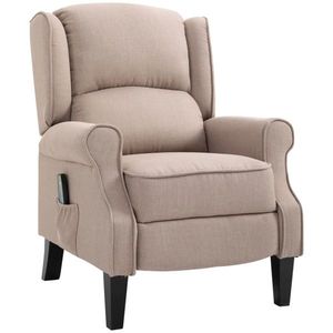 Dark Beige Wingback Single Sofa Recliner Chair with Vibration Massage Heat Push Back Features - Product Image 1