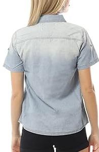 Camisas de mezclilla de manga corta personalizadas OEM al por mayor, estilo vintage, lavado ácido, transpirables - Product Image 2