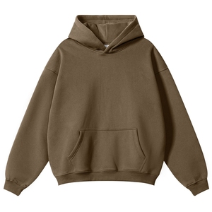 <b>Men's</b> Hooded Sweatshirt Solid Color Fleece Casual Oversized Fit Autumn Wear <b>Brown</b> Knitted Cotton <b>Men</b>’s hooded sweatshirt 2027 - Product Image 1
