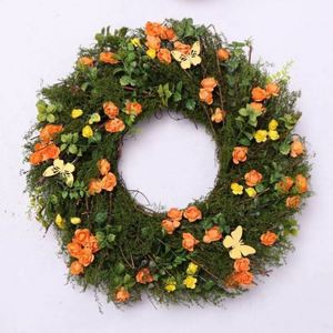Couronne de porte en rotin artificiel faite à la main, en forme de nid d'oiseau, pour le printemps, décorations de jardin et de maison, couronne de Pâques - Product Image 4