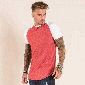 <b>Mens</b> Red Raglan T-<b>Shirt</b> Short Sleeve Heather Red and White Contrast Crew Neck Casual Cotton Top Custom Logo OEM ODM Wholesale - Product Image 1