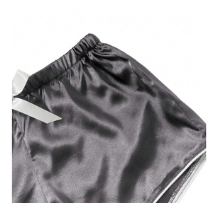 Summer Pajamas for Women Women's Casual Solid Silk Satin Pajama Set <b>Short</b> Sleeve Button Up Top & <b>Shorts</b> Sleepwear - Product Image 5