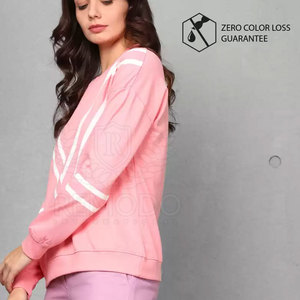 เสื้อสเวตเชิ้ตผู้หญิงทรงหลวม ผลิตจากผ้าโพลีเอสเตอร์/คอตตอน ซับเหงื่อได้ดี ปักโลโก้ได้ตามต้องการ คอกลม สวมใส่สบายๆ ทุกวัน - Product Image 4