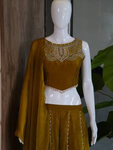 Premium Roman Choli Intricate Embroidery Sequin Work Stretchable Sun Protection Quick Dry <b>Ankle</b>-Length Women's Party Wedding - Product Image 5