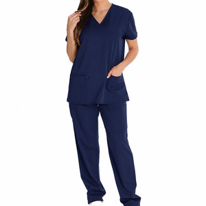 Women's Medical <b>Scrub</b> <b>Set</b> V-Neck Nursing Uniform Quick Dry Healthcare Workwear Hospital Clinic <b>Scrub</b> Top and Pants <b>Set</b> - Product Image 1