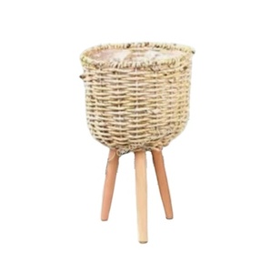 Diseño único tejido a mano decorativo al por mayor maceta Juego de 3 cesta de mimbre soporte olla con Tres patas para balcón decoración del hogar - Product Image 5