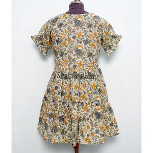 Robes d'été décontractées et élégantes pour femmes, style vintage, 100 % coton, mini, col en V, coupe trapèze, imprimé floral, manches courtes, pour soirées - Product Image 6