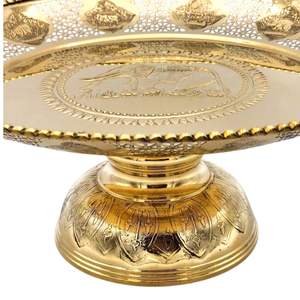 18 "Plateau de piédestal rond en laiton avec des conceptions de zodiaque Produit de Thaïlande pour l'usage de décoration dans l'hôtel et le restaurant - Product Image 6