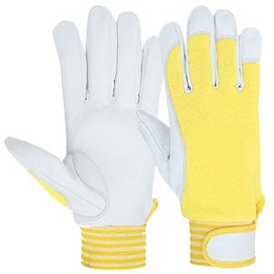 Gants de travail pour mécaniciens en cuir de chèvre grainé de qualité supérieure, avec paume et dos interlockés, non doublés, à manchette à fermeture. - Product Image 3