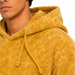Factory Direct Men Oversized Crop Hoodie 100% Cotton Fleece Heavyweight Unisex Vintage Casual Pullover Acid Wash Hoodie - Product Image 3