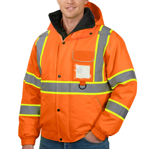 Waterproof Reflective <b>Work</b> Jacket High Vis Padded Winter Parka Thermal Security Gear Outdoor <b>Construction</b> Safety Coat Mens - Product Image 1