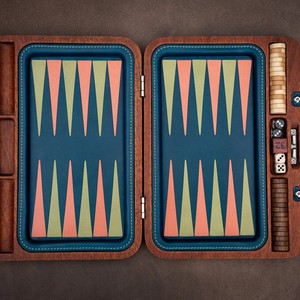 Customized Size Color High-Quality PU Leather Foldable <b>Backgammon</b> Box Personalized Game <b>Set</b> Case Custom Logo Unisex - Product Image 2