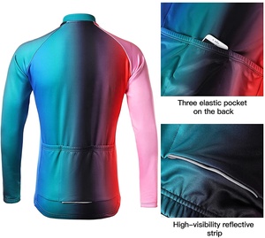Ensemble maillot et short de cyclisme pour homme, manches longues, dégradé de couleurs, kit de vélo en Spandex et Polyester, impression par sublimation, tenue d'équipe pour adulte - Product Image 5