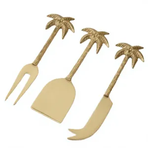Dishwasher Safe <b>Cheese</b> <b>Knife</b> <b>Set</b> Eco-Friendly Metal Stainless Steel <b>Cheese</b> <b>Set</b> with Palm Tree Handle Design for Luxury Hotels - Product Image 1