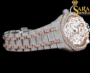 Lujoso reloj automático de moissanita de dos tonos con diamantes, esfera marrón de oro rosa, edición limitada, estilo de moda de lujo - Product Image 4